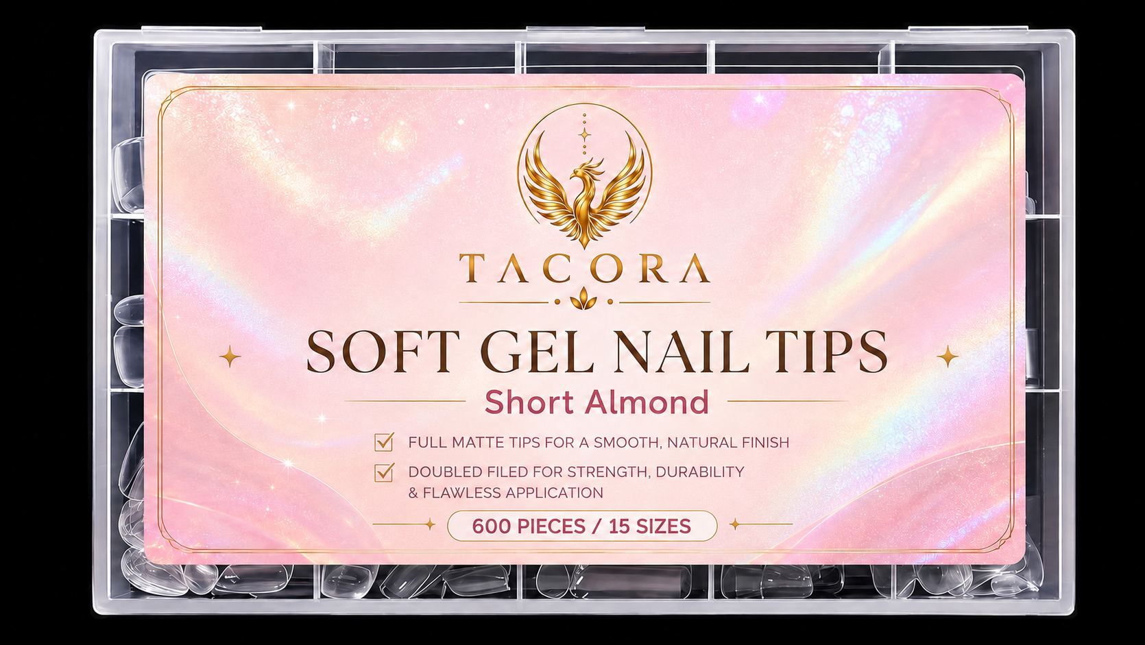 Tacora Matte Soft Gel Tips natural nail feeling super thin back edge pre-shaped design almond shape on hand