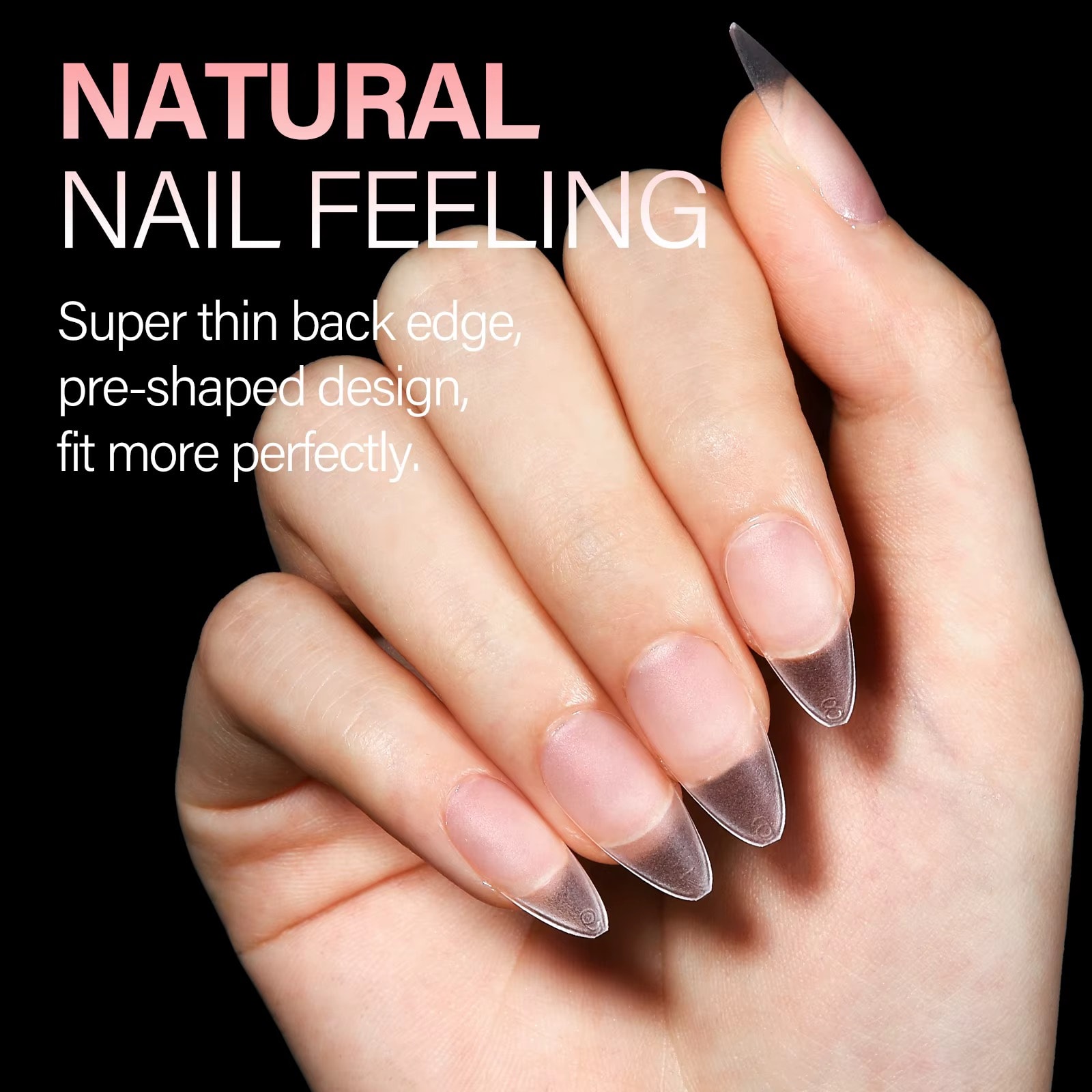 Tacora Matte Soft Gel Tips refill bag 50 pieces natural nail feeling thin back edge