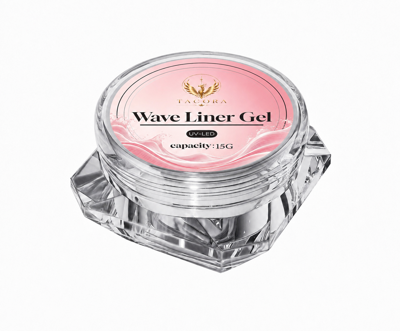 Tacora Wave Liner Gel 15g diamond crystal jar UV LED soak-off pink label