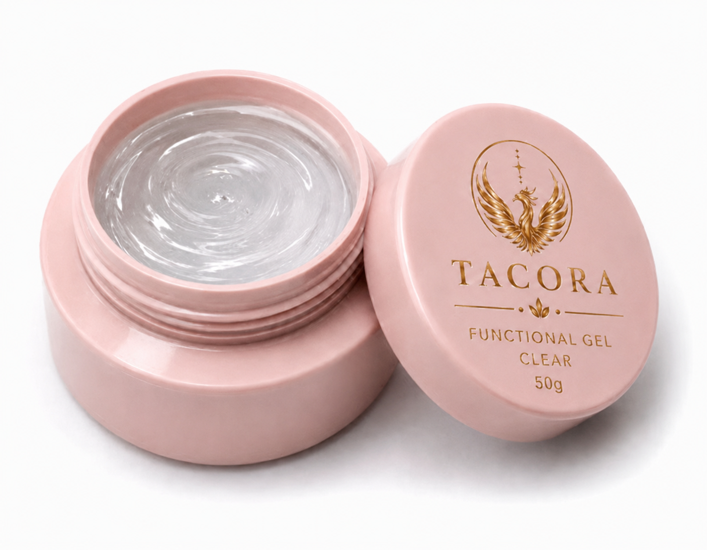 Tacora Functional Gel clear 50g jar open lid pink packaging