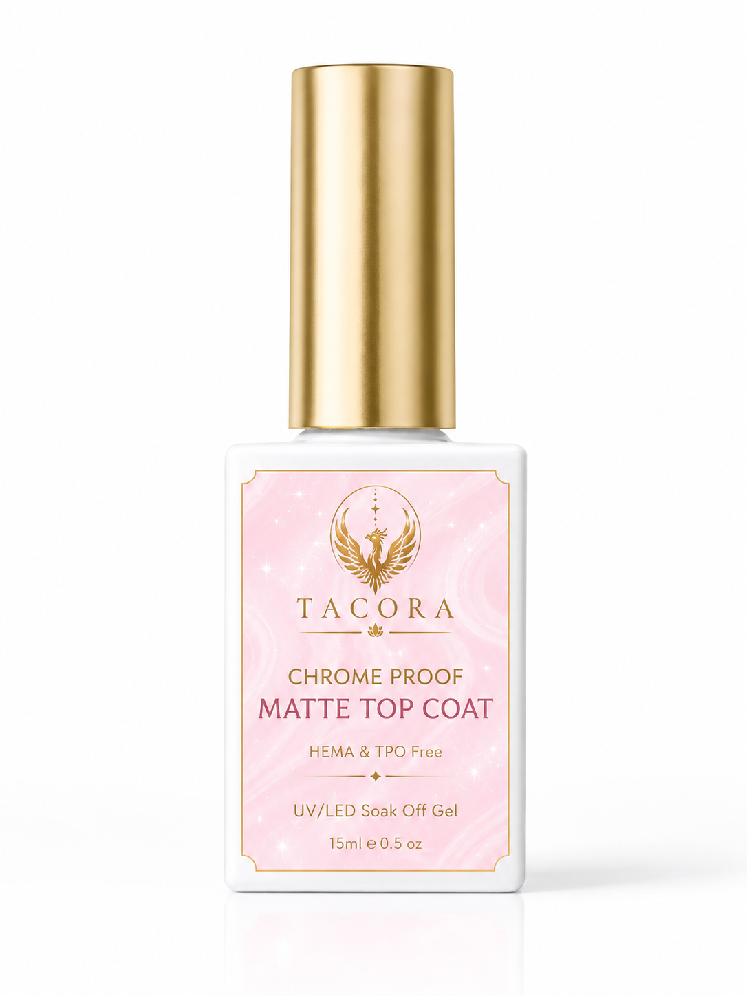 Tacora Chrome Proof Matte Top Coat 15ml HEMA TPO free UV LED soak-off gel