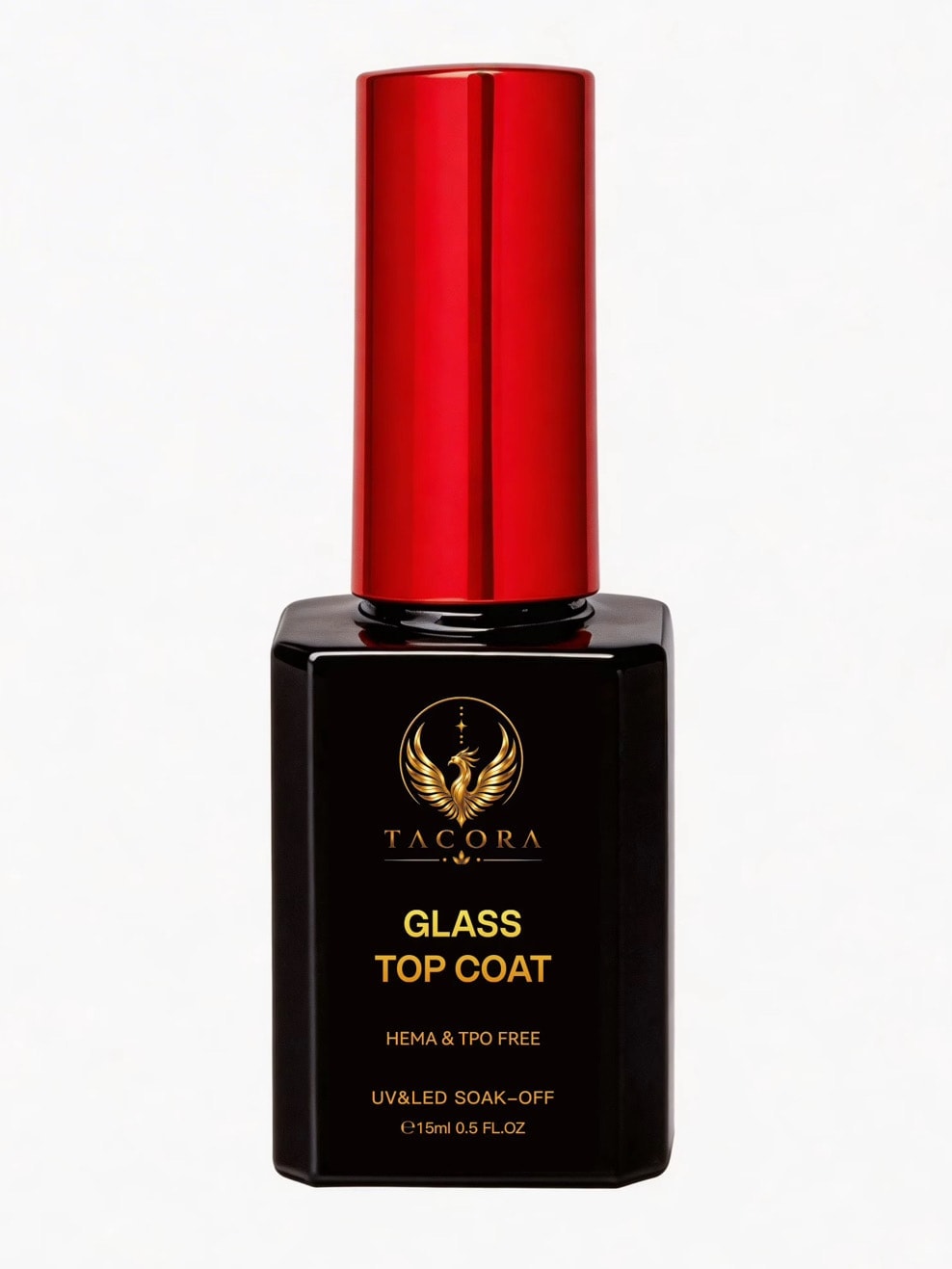 Tacora Glass Top Coat 15ml bottle HEMA TPO free UV LED soak-off