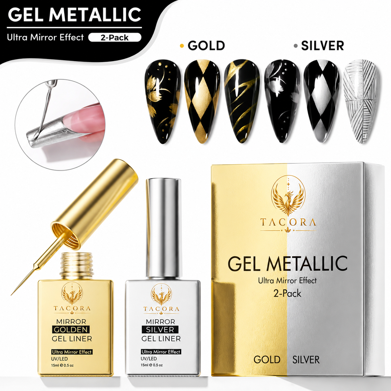 Gel metallic nail polish two pack gold silver